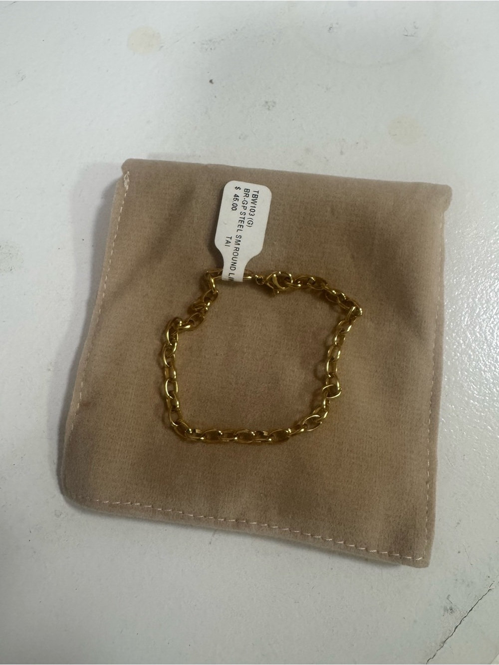 Gold-Plated Steel Round Link Chain Bracelet NWT - Picture 2 of 4
